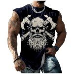 Norseman Skull Graphic Sleeveless Muscle Tank Top