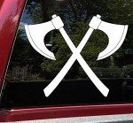 Crossed Viking Axes Die Cut Vinyl Decal