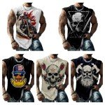 Norseman Skull Graphic Sleeveless Muscle Tank Top