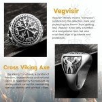 Norse Viking Vegvisir Battle Axe Stainless Steel Ring