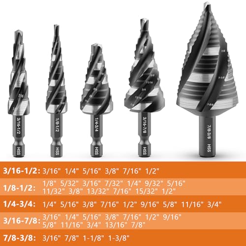 HSS Spiral Flute Step Drill Bit Set