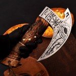 Norseman Style Pizza Cutter Axe with Leather Cover