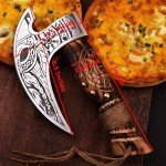 Norseman Style Pizza Cutter Axe with Leather Cover