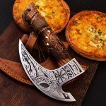 Norseman Style Pizza Cutter Axe with Leather Cover