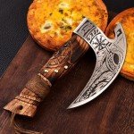 Norseman Style Pizza Cutter Axe with Leather Cover
