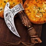 Norseman Style Pizza Cutter Axe with Leather Cover