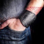 Real Leather Viking Cuff Bracelet with Valknut Design