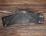 Real Leather Viking Cuff Bracelet with Valknut Design