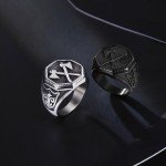 Black Warrior Double Axe Ring for Men - Viking Style