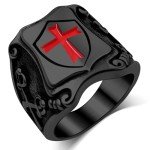Retro Black Stainless Steel Norse Cross Ring for Men