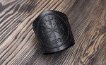 Leather Viking Cuff Bracelet with Vegvisir Design