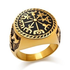 Norseman Vintage Pirate Compass Ring - 18K Gold Plated