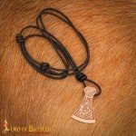 Bronze Mjolnir Pendant Necklace with Leather Cord