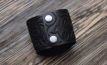 Genuine Leather Viking Cuff Bracelet - Black Valknut