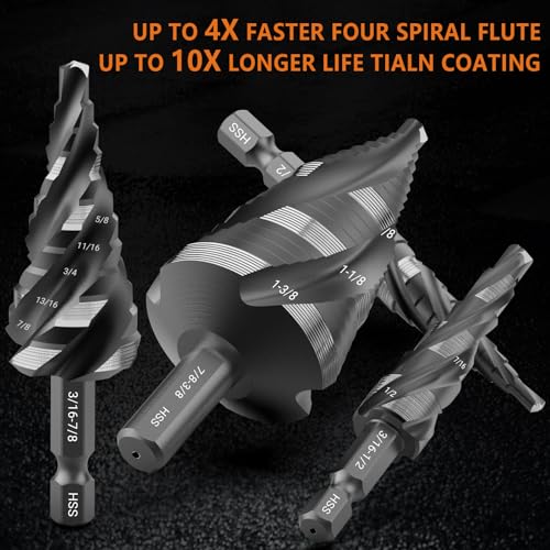 HSS Spiral Flute Step Drill Bit Set