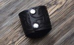 Real Leather Viking Cuff Bracelet with Mjolnir Design