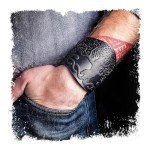 Genuine Leather Viking Cuff Bracelet - Black