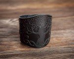Genuine Leather Viking Cuff Bracelet - Black