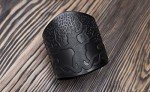 Genuine Leather Viking Cuff Bracelet - Black
