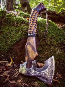 Custom Forged Carbon Steel Viking Axe with Sheath