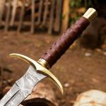 Damascus Steel Viking Sword with Leather Sheath