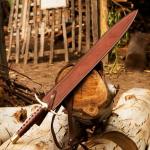 Damascus Steel Viking Sword with Leather Sheath