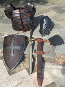 Viking Leather Armor Set with Shield and Sword