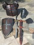 Viking Leather Armor Set with Shield and Sword