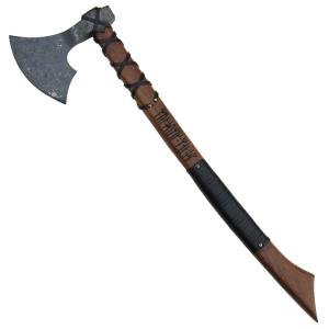 Viking Wolf War Axe with Leather Wrapped Handle