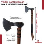 Viking Wolf War Axe with Leather Wrapped Handle