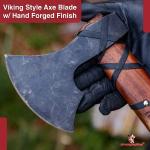 Viking Wolf War Axe with Leather Wrapped Handle