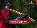 Viking Wolf War Axe with Leather Wrapped Handle
