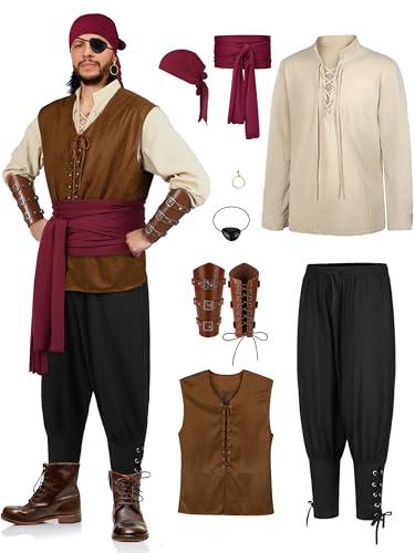 8-Piece Norseman Pirate Costume Set for Men