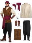 8-Piece Norseman Pirate Costume Set for Men