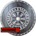 Viking Helm of Awe Carved Wooden Shield