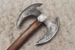 Custom Double Headed Viking Axe with Leather Grip