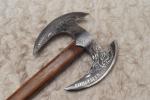 Custom Double Headed Viking Axe with Leather Grip