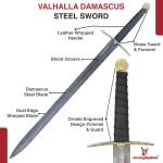 Valhalla Damascus Steel Viking Long Sword with Sheath