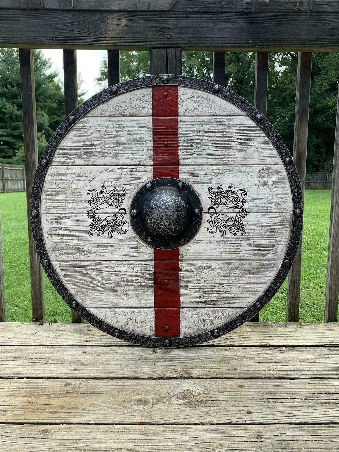 24" Viking Wooden Shield with Heavy Metal Fittings