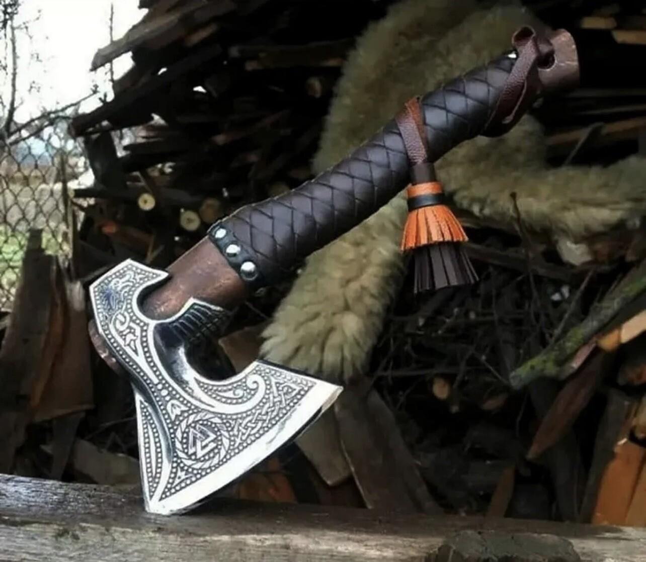 Viking High Carbon Steel Tomahawk Axe - Engraved