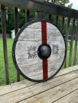 24" Viking Wooden Shield with Heavy Metal Fittings