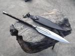 Viking Spear with Carbon Steel Blade and Leather