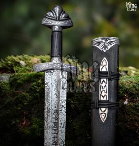 Damascus Steel Viking Sword with Scabbard