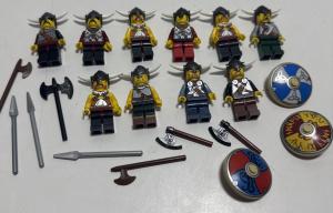LEGO Viking Minifigure Set with Shields and Helmets
