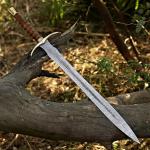 Damascus Steel Viking Sword with Leather Sheath