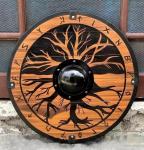 24" Handmade Viking Wooden Shield - Battle Worn