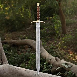 Damascus Steel Viking Sword with Leather Sheath