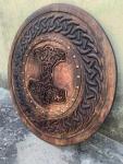 Hand-Carved Wooden Viking Round Shield - Battle Ready