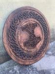 Hand-Carved Wooden Viking Round Shield - Battle Ready