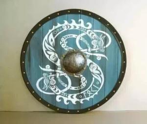 Blue Viking 24" Wooden Shield for Halloween